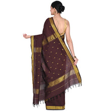 Nayanthara-Inspired Violet Colour Saree by Kaithari Nesavu – Handloom Elegance