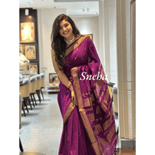 Traditional handwoven purple saree with a luxurious finish