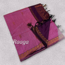 Raaga Copper Zari Cotton Saree in Onion Pink & Wine – zari flower chain border