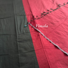 Black Vimala pure cotton saree with a vibrant contrast pallu and coordinated blouse – timeless office wear cotton saree with handloom quality from Kaithari Nesavu.