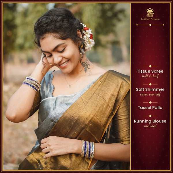 Trending Tissue Half-and-Half Saree – A Must-Have for Your Wardrobe! – Kaithari Nesavu