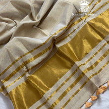 Onam Special Premium Tissue Linen Saree with Running Blouse & Tassels