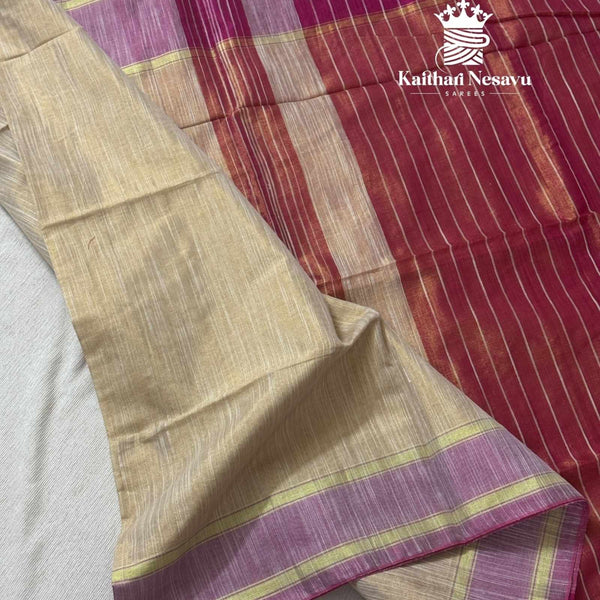 Onam Ultra‑Soft Pure Tissue Saree with Contrast Pallu, Blouse & Tassels