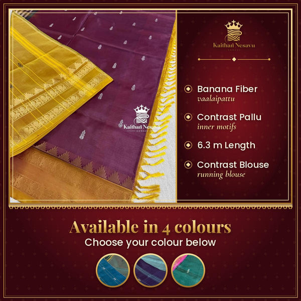 Traditional Vaalaipattu Saree – available in 4 colours