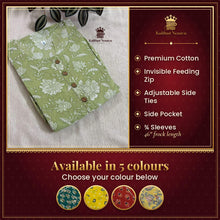 Vineshu Premium Cotton Maternity Dress with Adjustable Fit & Feeding Zip – ¾ Sleeve Frock – available in 5 colours