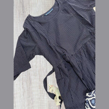Dark blue cotton maternity frock with handy side pocket.