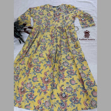 Vineshu Golden Beige Printed Cotton Maternity Dress with 46-inch length – full view