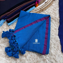 Warm-blue Mul Cotton Kaithari Nesavu Saree Online – Comfortable Summer Cotton Saree at just Rs.950